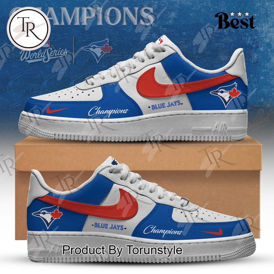 Toronto Blue Jays X World Series 2025 Champions Custom Name Air Force 1 Sneakers Toronto Blue Jays X World Series 2025 Champions Custom Name Air Force 1 Sneakers