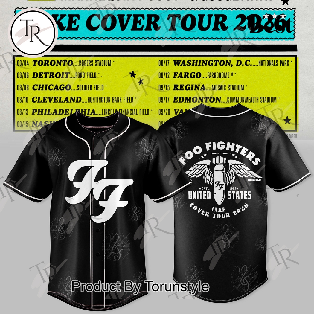 Foo Fighters X Tour 2025 Take Cover Baseball Jersey Foo Fighters X Tour 2025 Take Cover Baseball Jersey