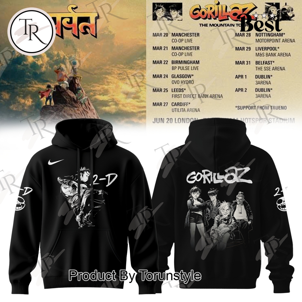 Gorillaz X Tour 2026 The Mountain Hoodie Gorillaz X Tour 2026 The Mountain Hoodie