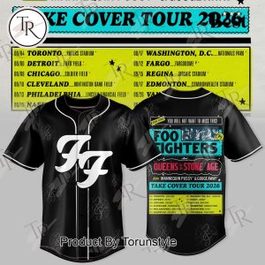 Foo Fighters X Tour Take Cover 2025 Baseball Jersey