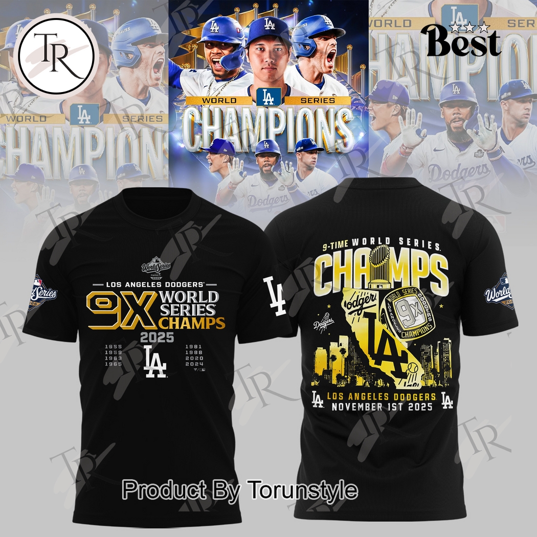 Los Angeles Dodgers X 9-Time World Series Champs 2025 Hoodie Los Angeles Dodgers X 9-Time World Series Champs 2025 Hoodie