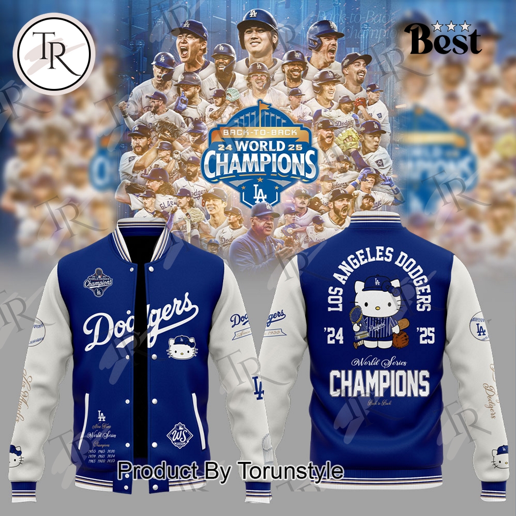 Los Angeles Dodgers X Hello Kitty 24-25 World Series Champions Baseball Jacket Los Angeles Dodgers X Hello Kitty 24-25 World Series Champions Baseball Jacket