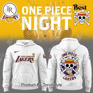 Los Angeles Lakers One Piece Night 2025 White Hoodie