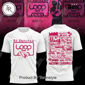 Arizona Cardinals X Ed Sheeran Loop Tour 2026 White Hoodie