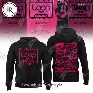 Arizona Cardinals X Ed Sheeran Loop Tour 2026 Black Hoodie
