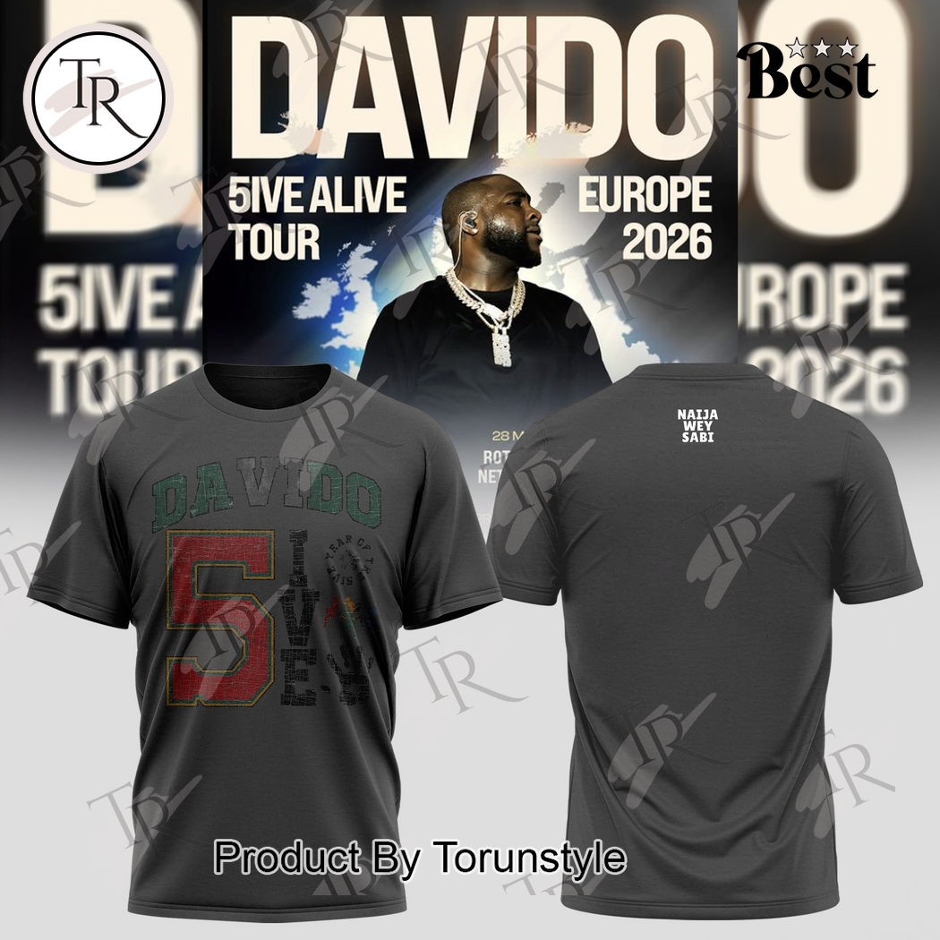 Davido X Tour 5ive Alive Europe 2026 Hoodie Davido X Tour 5ive Alive Europe 2026 Hoodie