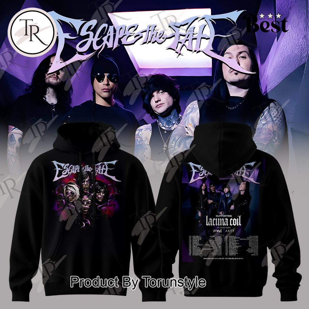 Escape The Fate Sleepless Empire Tour 2025 Black Hoodie Escape The Fate Sleepless Empire Tour 2025 Black Hoodie