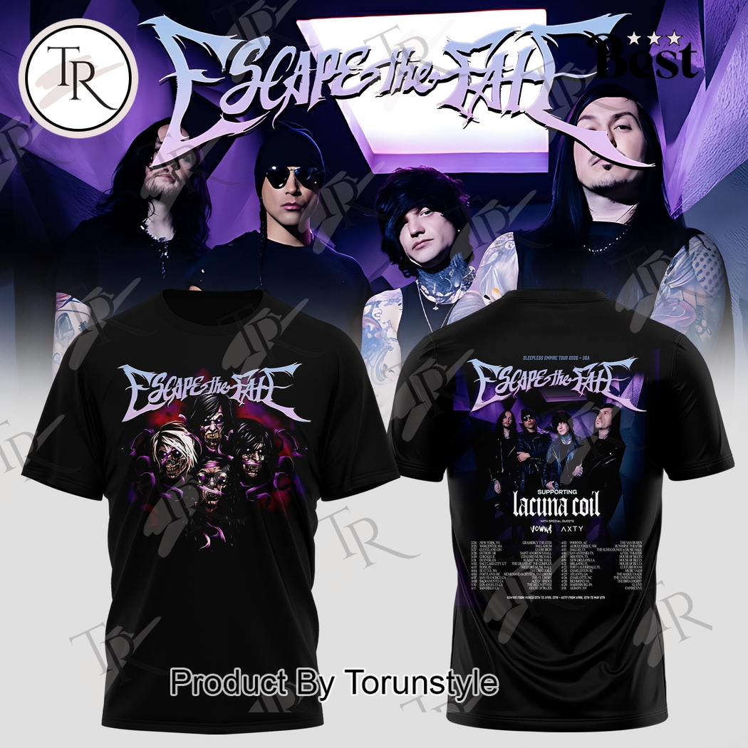 Escape The Fate Sleepless Empire Tour 2025 Black Hoodie Escape The Fate Sleepless Empire Tour 2025 Black Hoodie