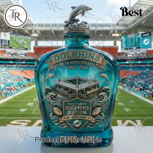 Miami Dolphins 60th Anniversary 1966-2026 Whiskey Bottle