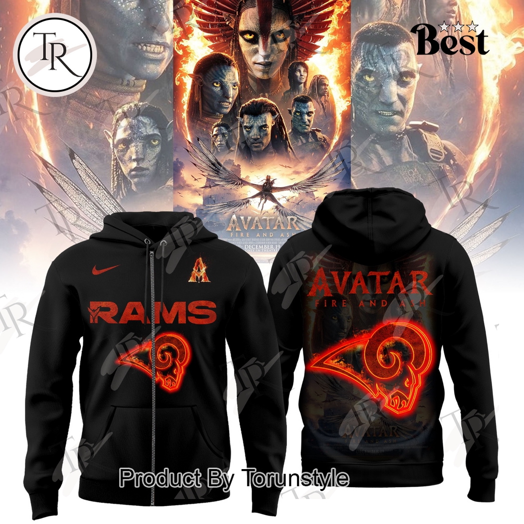 Los Angeles Rams X Avatar 3 Fire And Ash 2025 Hoodie Los Angeles Rams X Avatar 3 Fire And Ash 2025 Hoodie