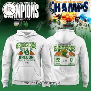 Oregon Ducks 2026 Capital One Orange Bowl Champions Hoodie – White