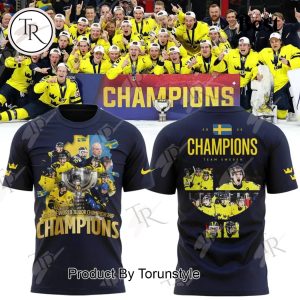 Sweden National Ice Hockey Team IIHF World Junior Champions 2026 Hoodie – Blue