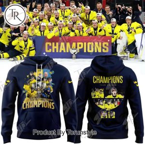 Sweden National Ice Hockey Team IIHF World Junior Champions 2026 Hoodie – Blue