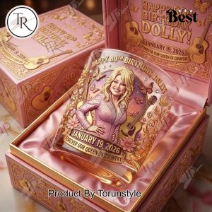 Dolly Parton Happy 80th Birthday Whiskey Glass Dolly Parton Happy 80th Birthday Whiskey Glass