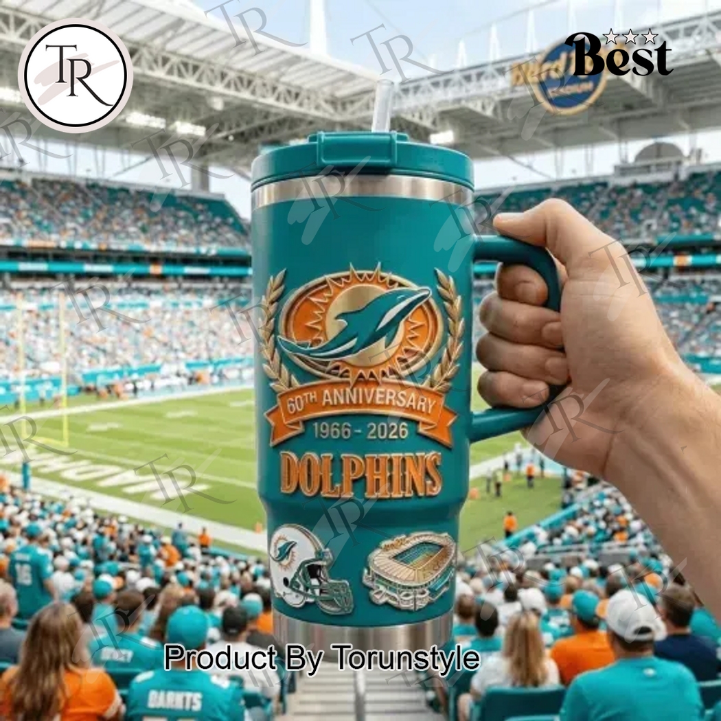 Miami Dolphins 60th Anniversary 1966-2026 40oz Tumbler Miami Dolphins 60th Anniversary 1966-2026 40oz Tumbler