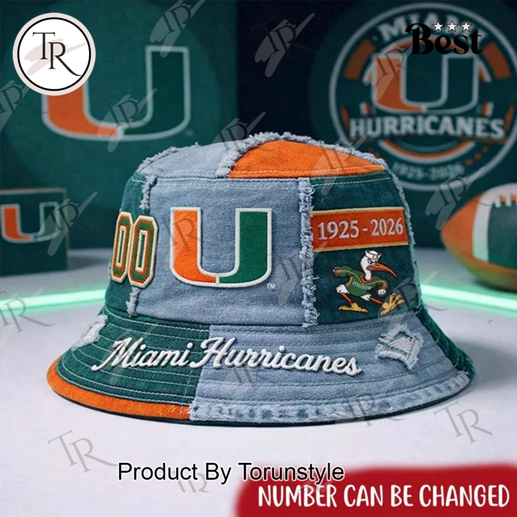Miami Hurricanes 1925-2026 Custom Name Bucket Hat Miami Hurricanes 1925-2026 Custom Name Bucket Hat