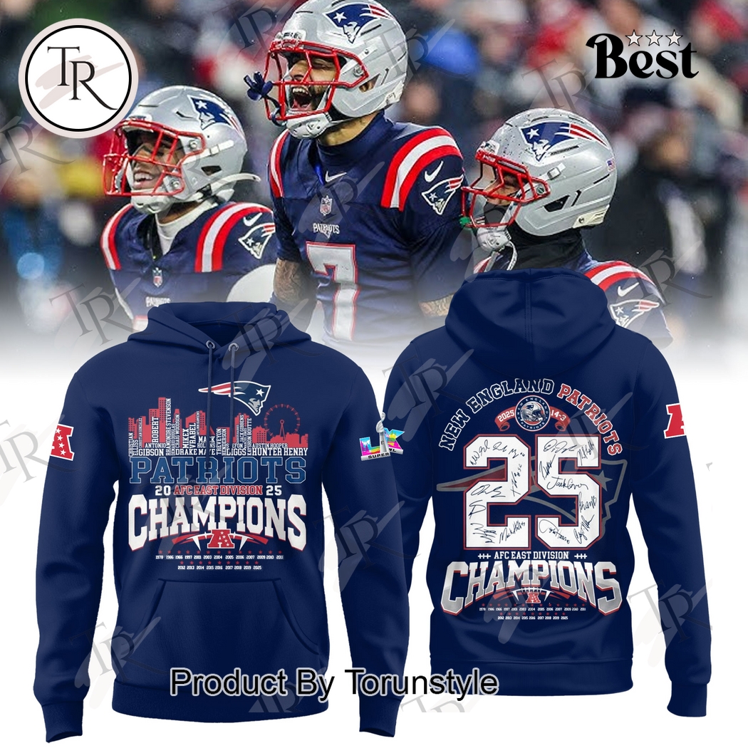 New England Patriots AFC East Division Champions Hoodie - Blue New England Patriots AFC East Division Champions Hoodie - Blue