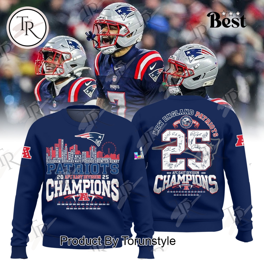 New England Patriots AFC East Division Champions Hoodie - Blue New England Patriots AFC East Division Champions Hoodie - Blue