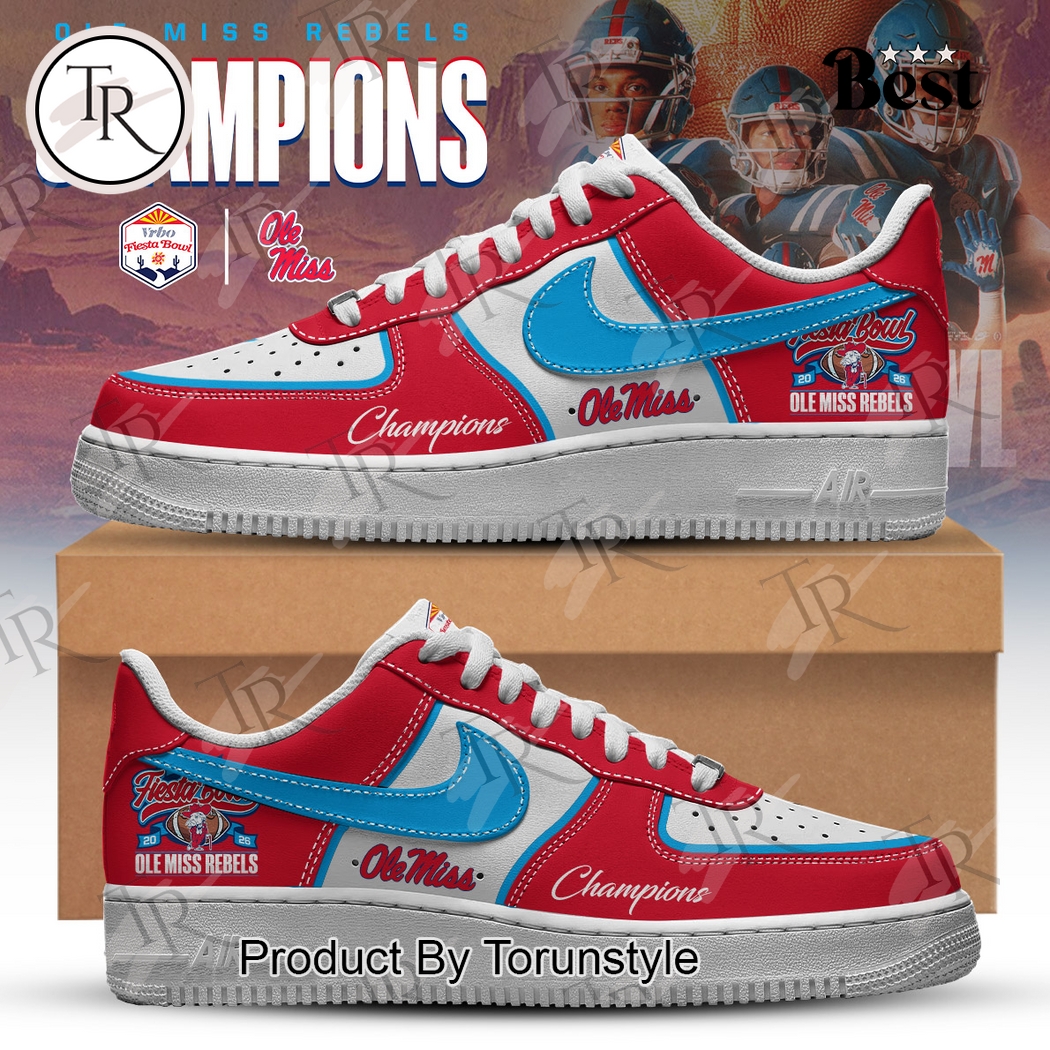 Ole Miss Rebels Fiesta Bowl Champions 2026 Air Force 1 Shoes Ole Miss Rebels Fiesta Bowl Champions 2026 Air Force 1 Shoes