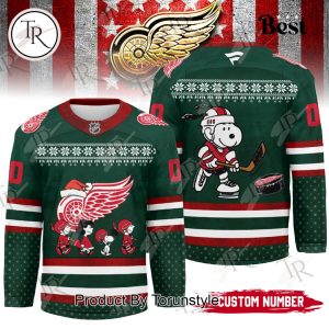 Detroit Red Wings x Peanuts & Snoopy 2026 Custom Name Hockey Jersey