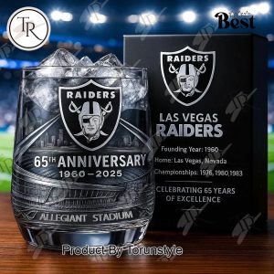 Las Vegas Raiders 65th Anniversary 1960-2025 Whiskey Glass