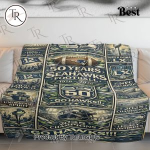 Seattle Seahawks 50 Years Blanket
