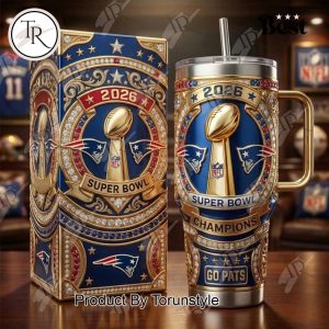 New England Patriots Super Bowl Champs 2026 New Design 40oz Tumbler