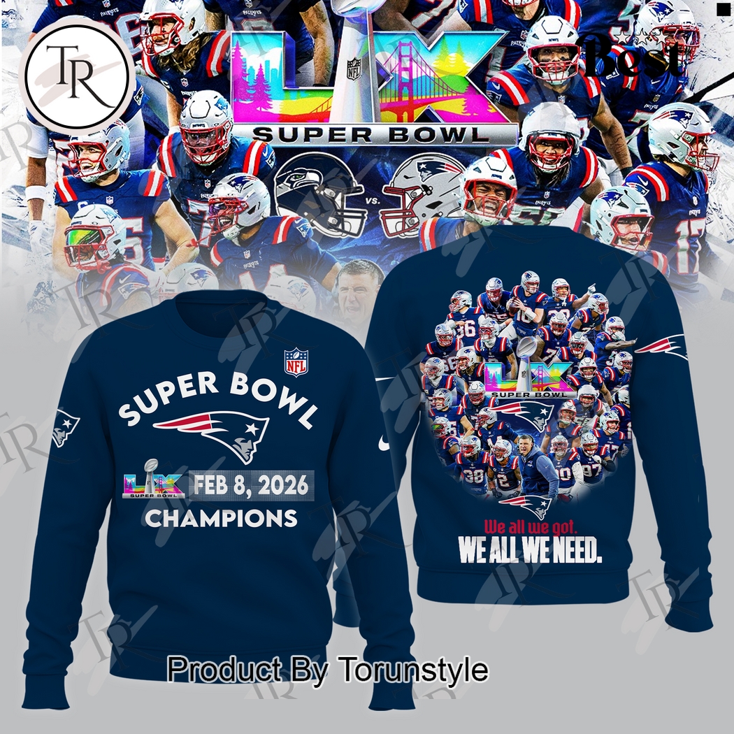 New England Patriots Champions 2026 Hoodie - Blue New England Patriots Champions 2026 Hoodie - Blue