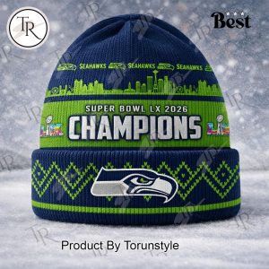 Seattle Seahawks Super Bowl LX Champions 2026  Beanie Hat