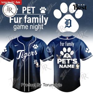 Detroit Tigers x Pet Fur Family Game Night 2026 Custom Name Baseball Jersey