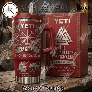 Valhalla Blood Honor Glory Norse Warrior Handled Tumbler