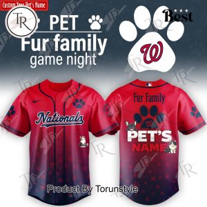 Washington Nationals x Pet Fur Family Game Night 2026 Custom Name Baseball Jersey