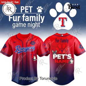 Texas Rangers x Pet Fur Family Game Night 2026 Custom Name Baseball Jersey