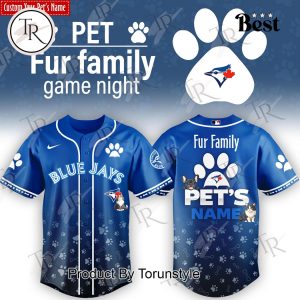 Toronto Blue Jays x Pet Fur Family Game Night 2026 Custom Name Baseball Jersey