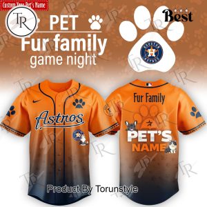 Houston Astros x Pet Fur Family Game Night 2026 Custom Name Baseball Jersey