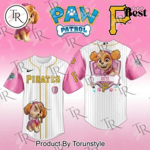 Pittsburgh Pirates Paw Patrol Skye Pink Pinstripe Baseball Shirt Pittsburgh Pirates Paw Patrol Skye Pink Pinstripe Baseball Shirt