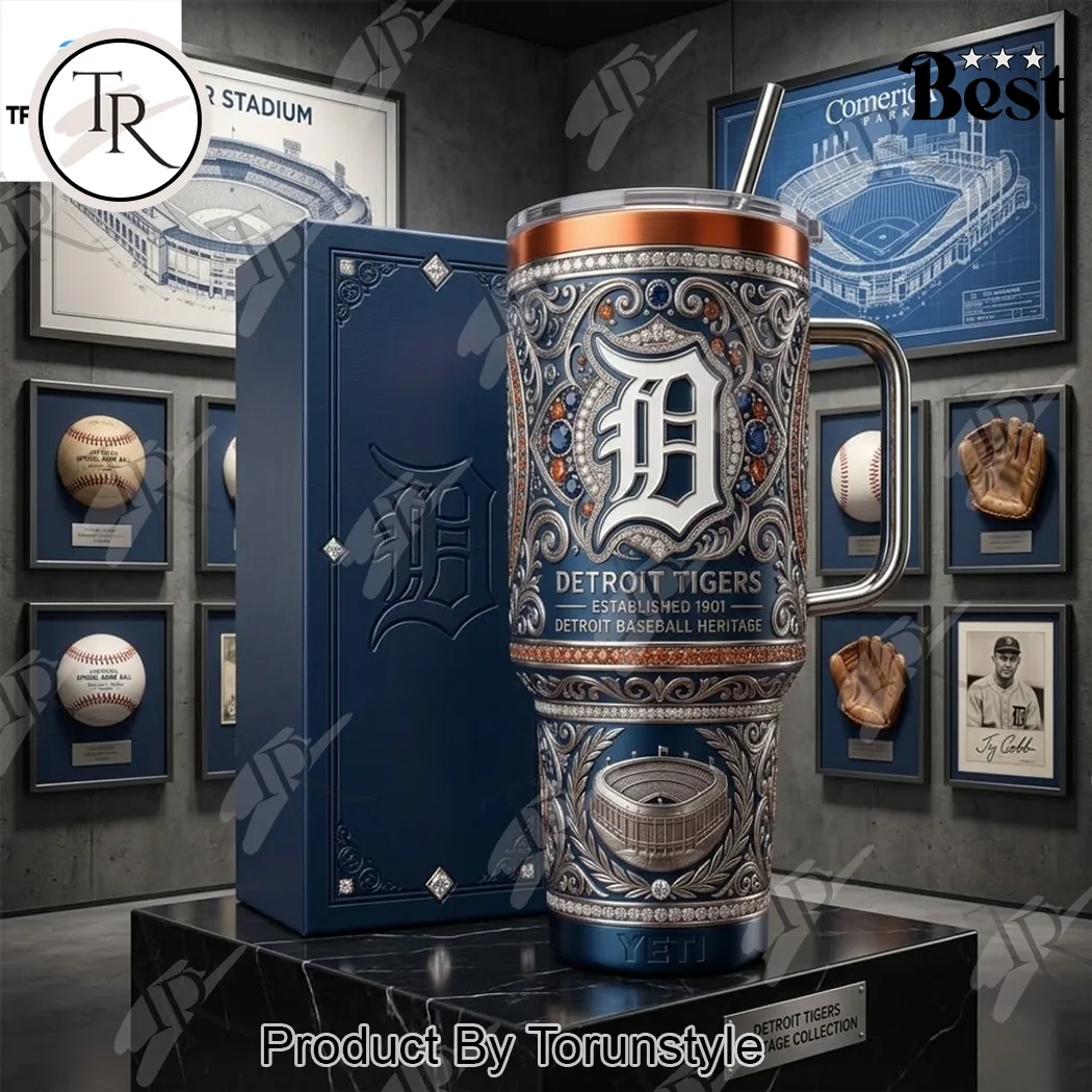 Detroit Tigers Established 1901 Baseball Heritage Premium Yeti Tumbler