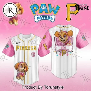 Pittsburgh Pirates Paw Patrol Skye Pink Pinstripe Baseball Shirt