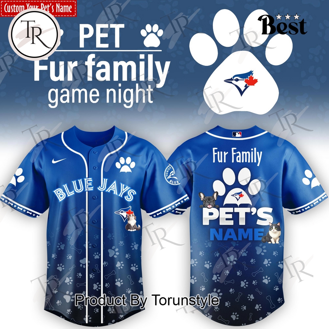 Toronto Blue Jays x Pet Fur Family Game Night 2026 Custom Name Baseball Jersey Toronto Blue Jays x Pet Fur Family Game Night 2026 Custom Name Baseball Jersey
