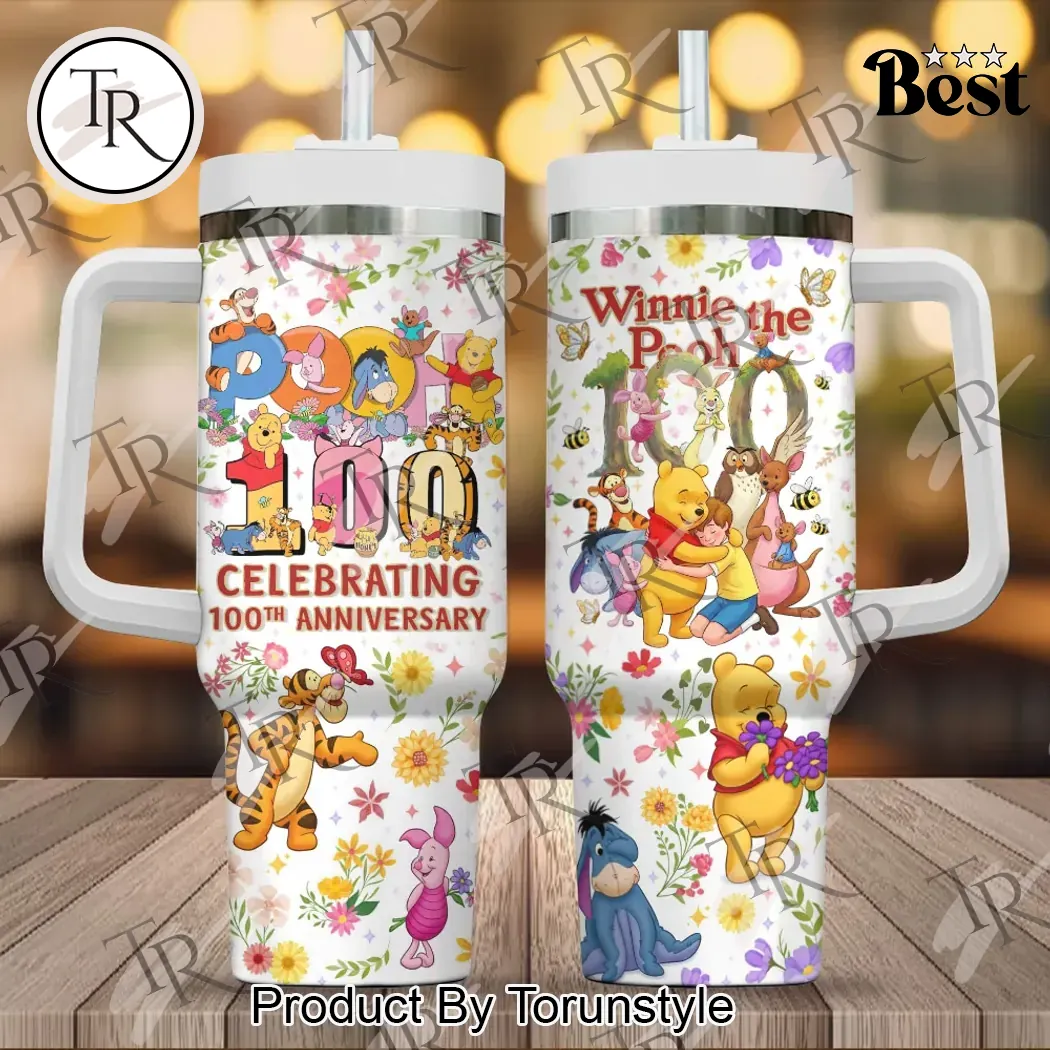 Winnie the Pooh 100th Anniversary Pooh and Friends Floral Tumbler