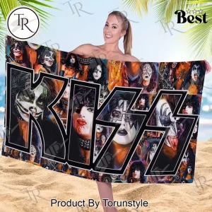 KISS Band Iconic Members Collage Vibrant Beach Towel