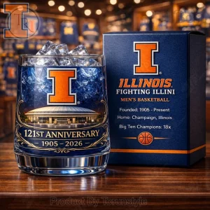 Illinois Fighting Illini Men’s Basketball 121st Anniversary Crystal Whiskey Glass