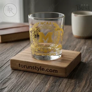 Michigan Wolverines 2026 NCAA Basketball National Champions Engraved Whiskey Glass
