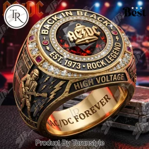 AC/DC Back in Black Rock Legend Gold Tone Ring