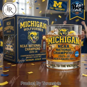 Michigan Wolverines 2025-26 NCAA Men’s Basketball National Champions Whiskey Glass