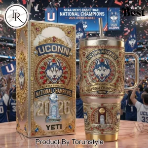 UConn Huskies 2026 National Champions Premium Gold Handle Tumbler