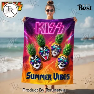 KISS Band Pineapple Summer Vibes Neon Beach Towel