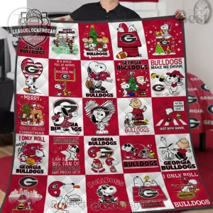 Georgia Bulldogs Snoopy Peanuts Fan Design Quilt Blanket