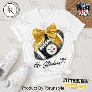 Pittsburgh Steelers NFL Premium “Go Steelers” Bow Football T-Shirt