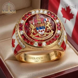 Canada’s 160th Anniversary Commemorative Gold-Tone Gemstone Ring